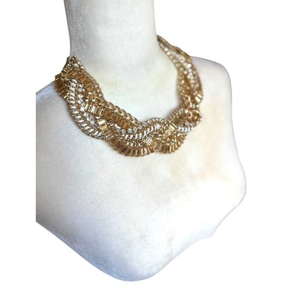 BCBG Maxazaria Multi-Color Gem Twist Statement Necklace, Gold & White, OS, NWOT - Picture 3 of 6